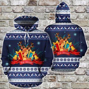 Reindeer and xmas gift merry christmas gift hoodie